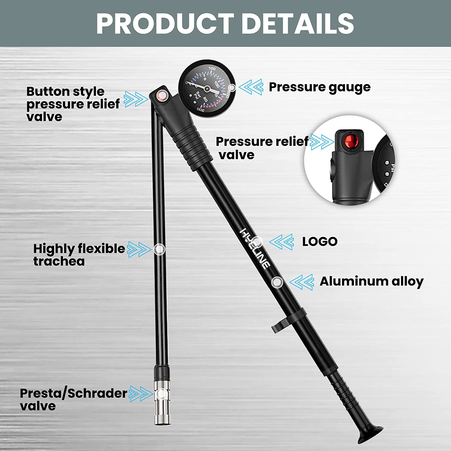 300 PSI High-pressure Bicycle Shock Pump with Gauge product details
