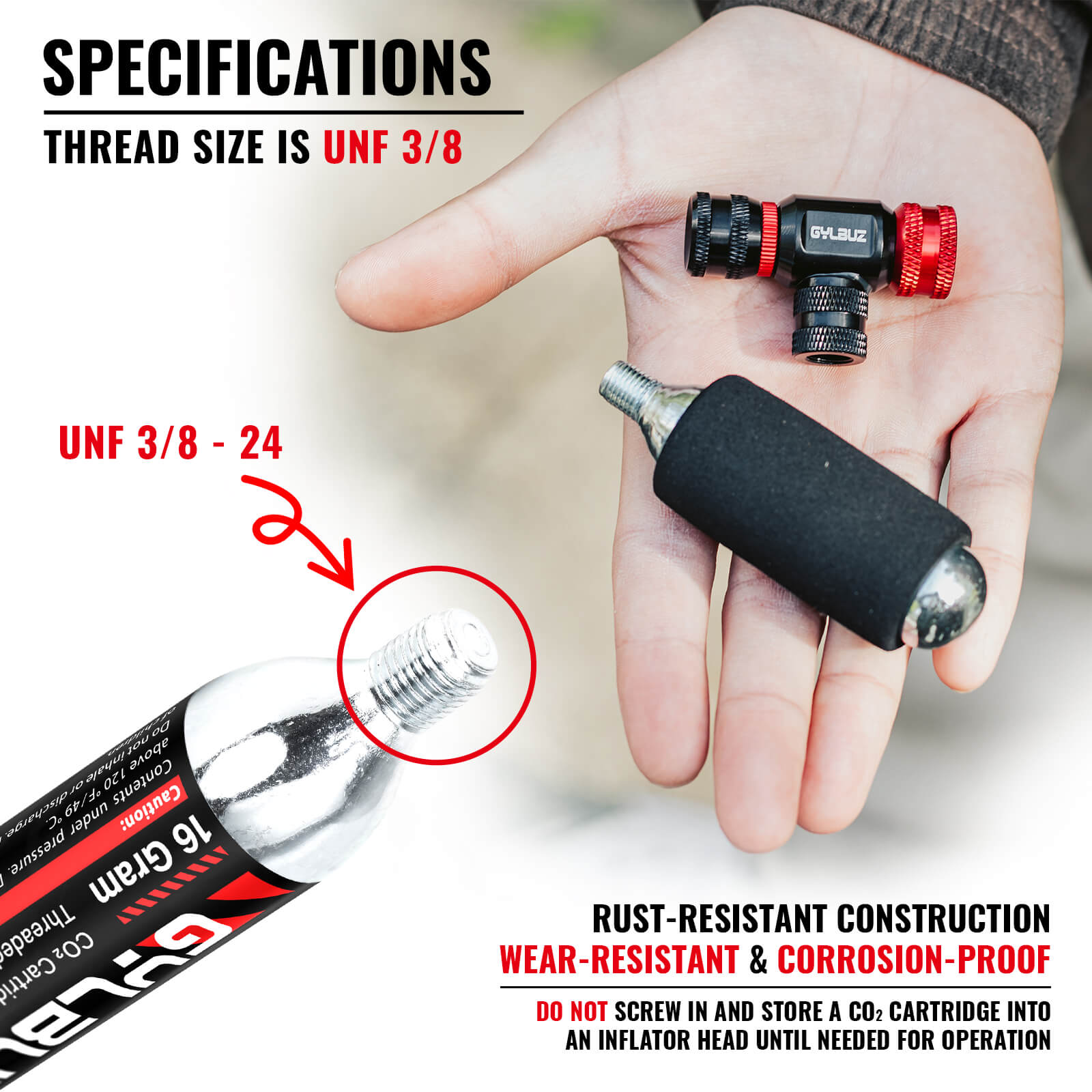 CO2 Inflator Set (with 6×16g Cartridges)