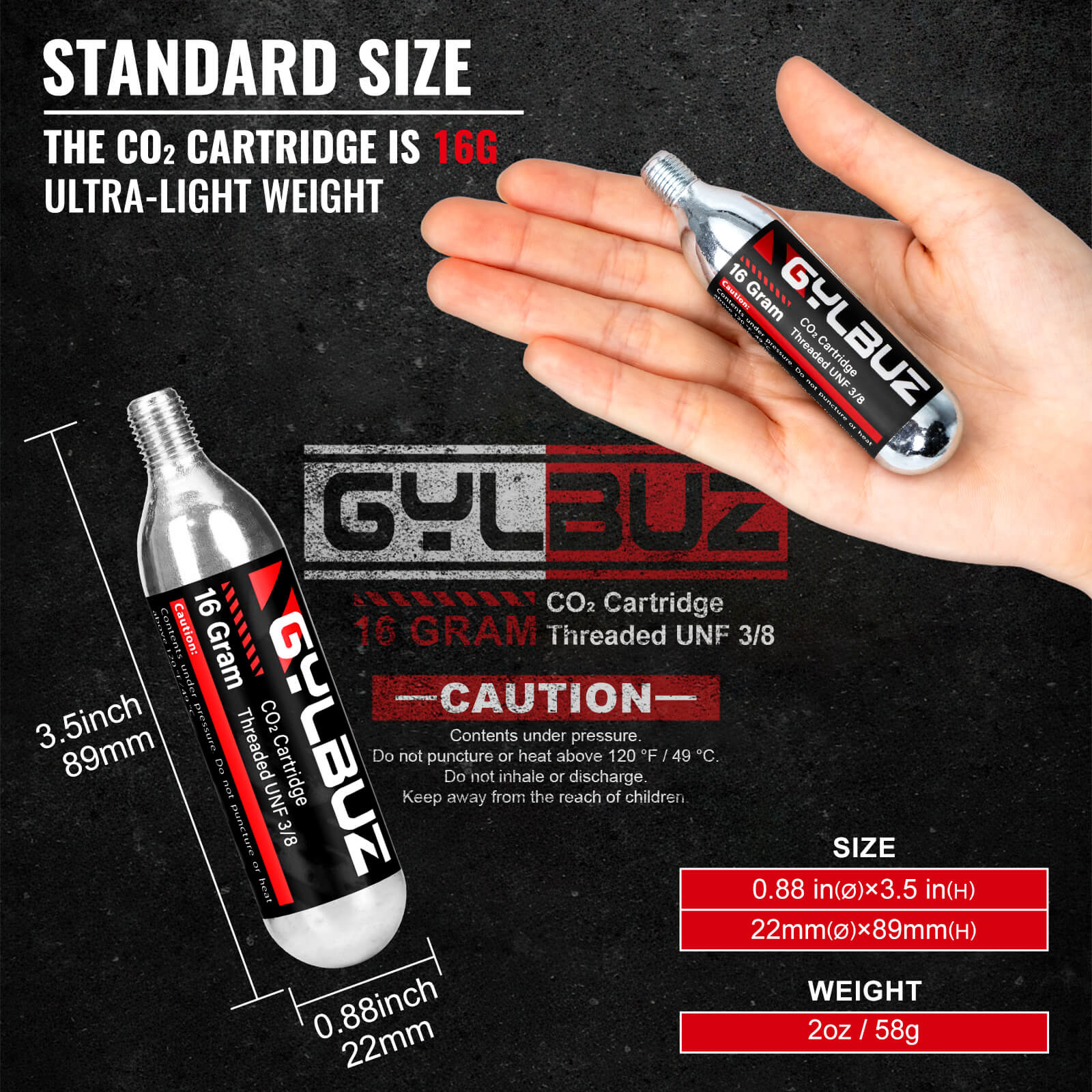 CO2 Inflator Set (with 6×16g Cartridges)