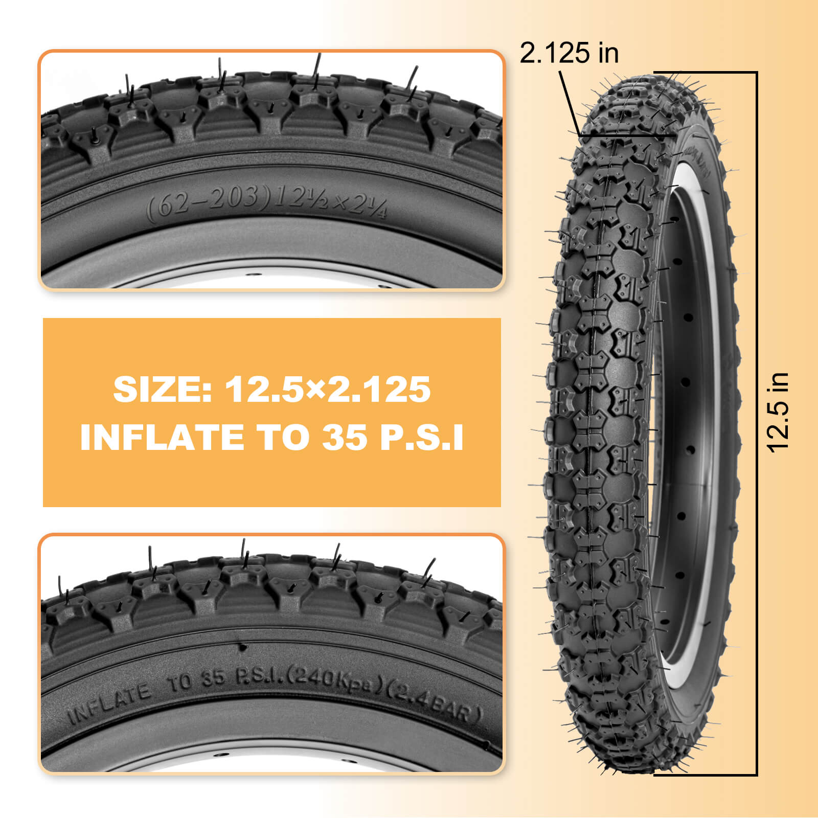 Hycline Bowlite 12.5"×2.125"Childs Bike Tire