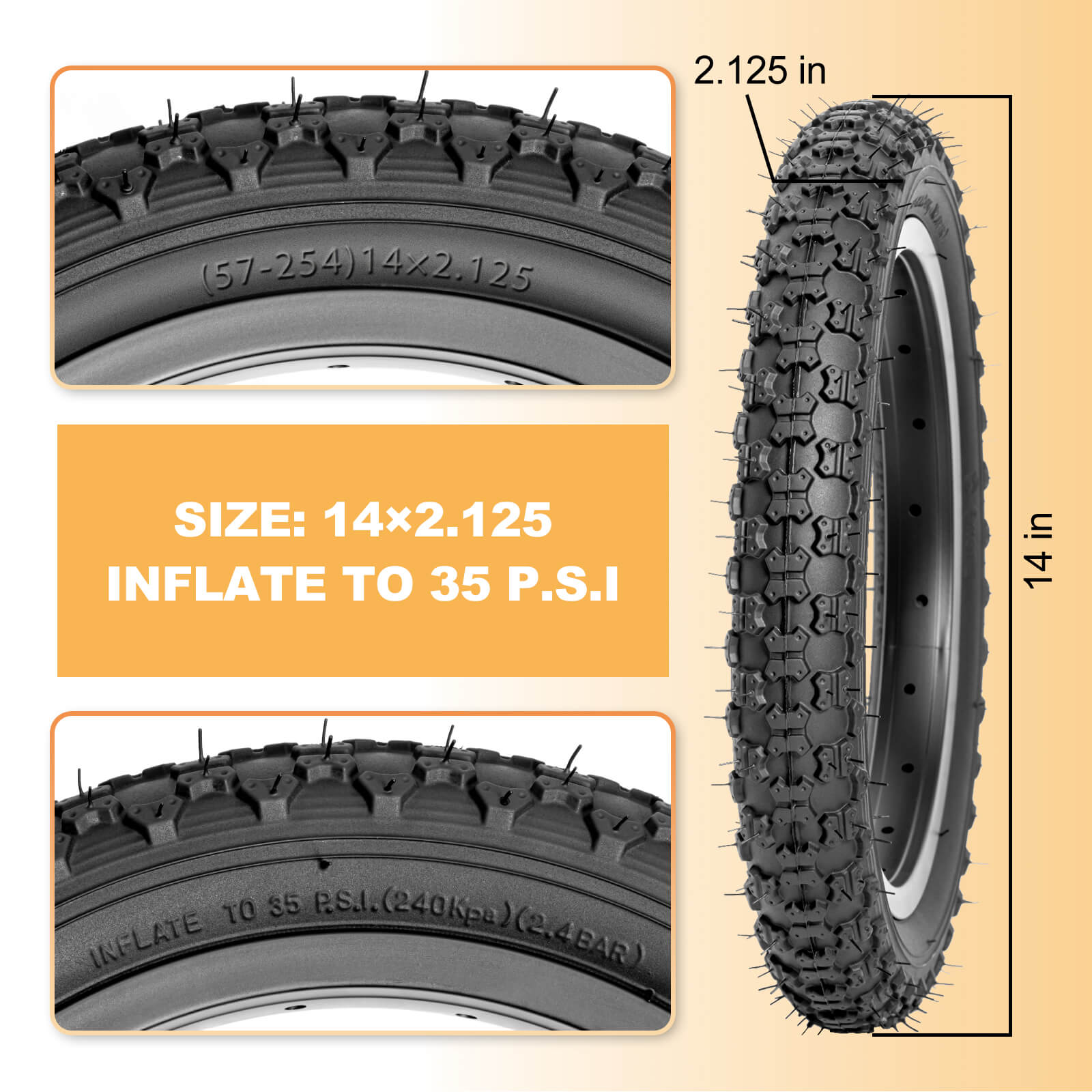 Hycline Bowlite 14"×2.125 Childs Bike Tire