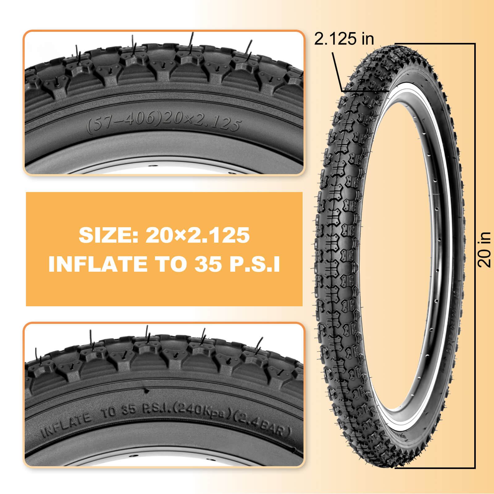 Hycline Bowlite 20"×2.125 Childs Bike Tire
