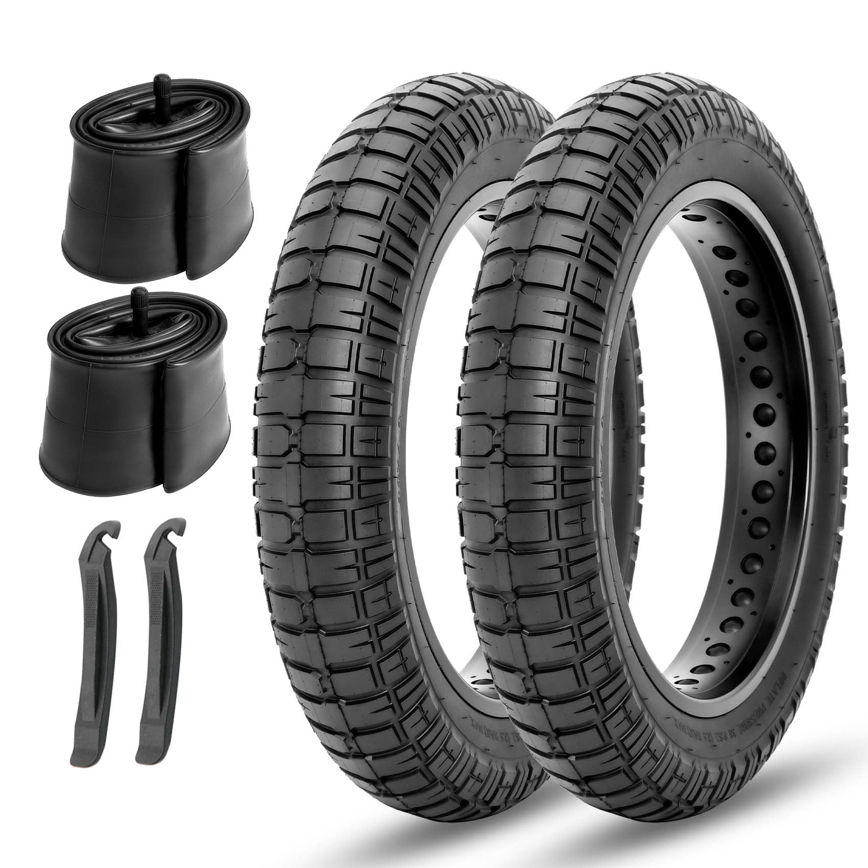 Hycline 20" X 4" to 26"X4" Asphalt Road/Pavement E-Bike & Fat Tricycle Fat Tire With Tube 2 Pack