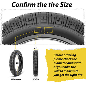 Size of Hycline All-terrain Heavy-duty Armbands 20x4.0 / 20x4.5 / 20x5.0 / 26x4.0 Fat Tire for Pavement & Mountain E-bike