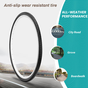 700×35C (35-622) Folding Road Bike Tire Replacement, 75 PSI High-dense Puncture Guard All-Terrain, For Road Races, Commutes and City Tours
