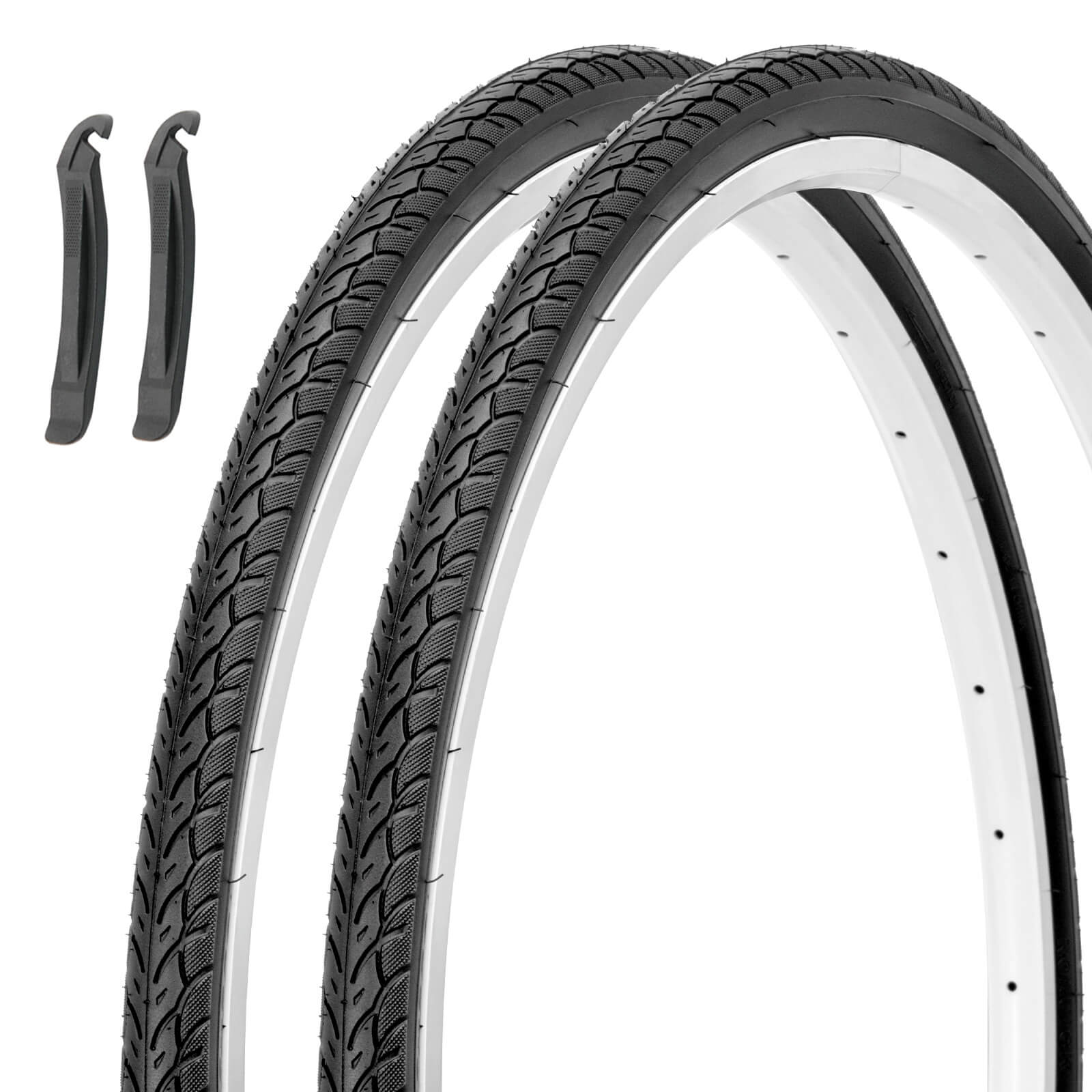 1-pair of 700×35C (35-622) Folding Road Bike Tire with tire levers, 75 PSI High-dense Puncture Guard All-Terrain, For Road Races, Commutes and City Tours