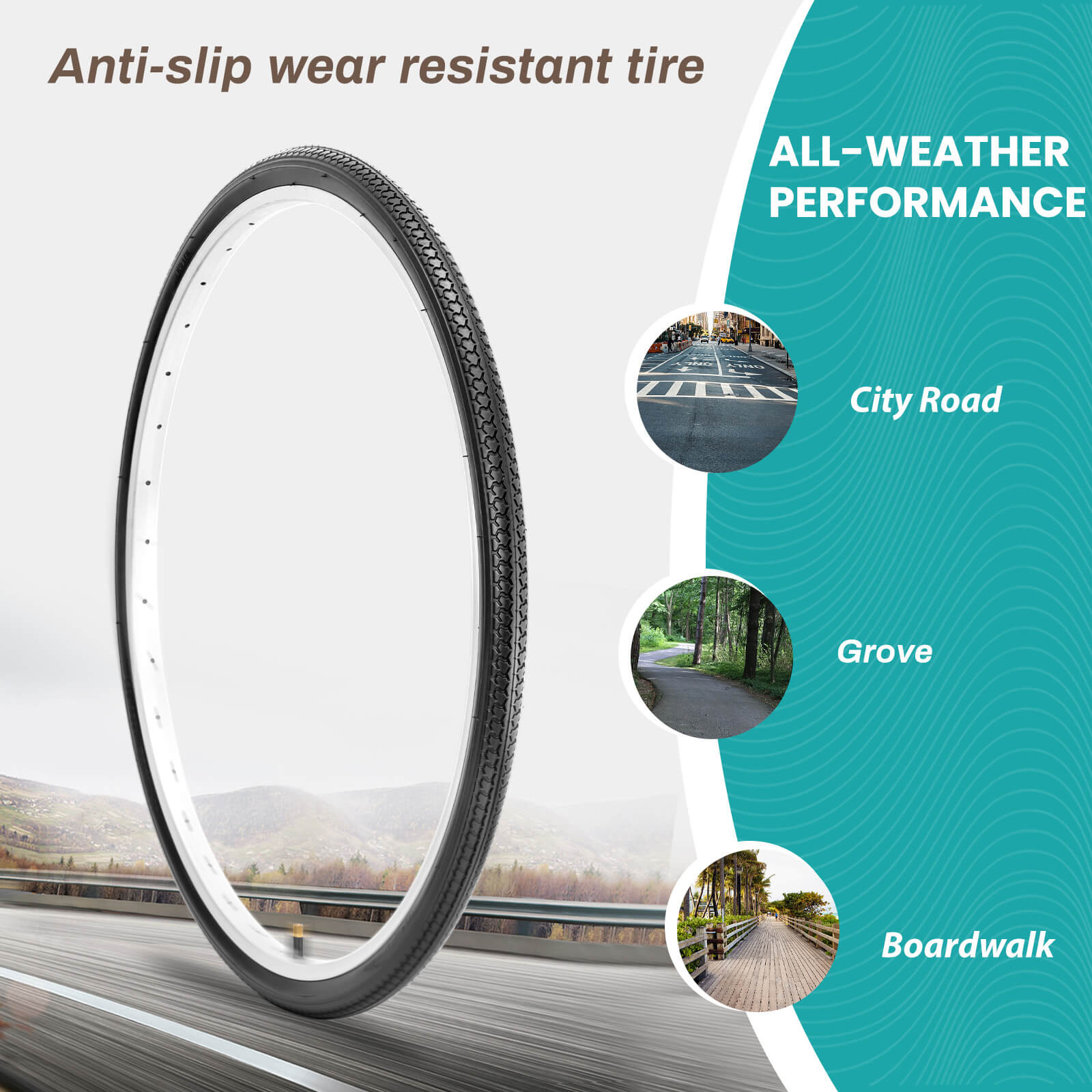 Copertone 26 X 1 3/8 (37-590) Whitewall – Stile Turistico/Olandese Per Bici Classiche Raleigh Caprice - Foto 1