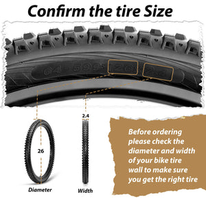 Size of Hycline Terrace Mountain Bike Tire 26