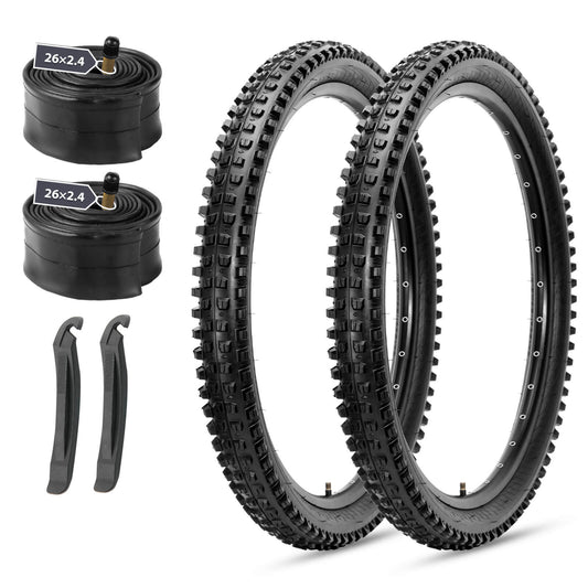 Hycline 2-pack Hycline Terrace Mountain Bike Tire 26"/27.5"/29" × 2.4" with tubes replacement kit