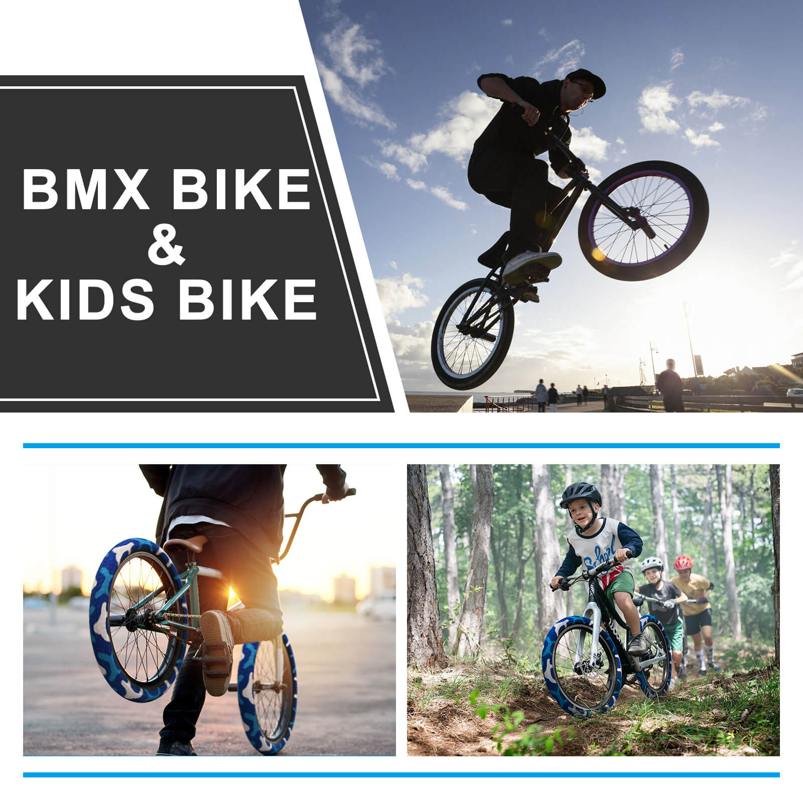 Hycline kid and Bmx bike ttire available in 16" and 20" sizes for a smooth, safe ride.​
