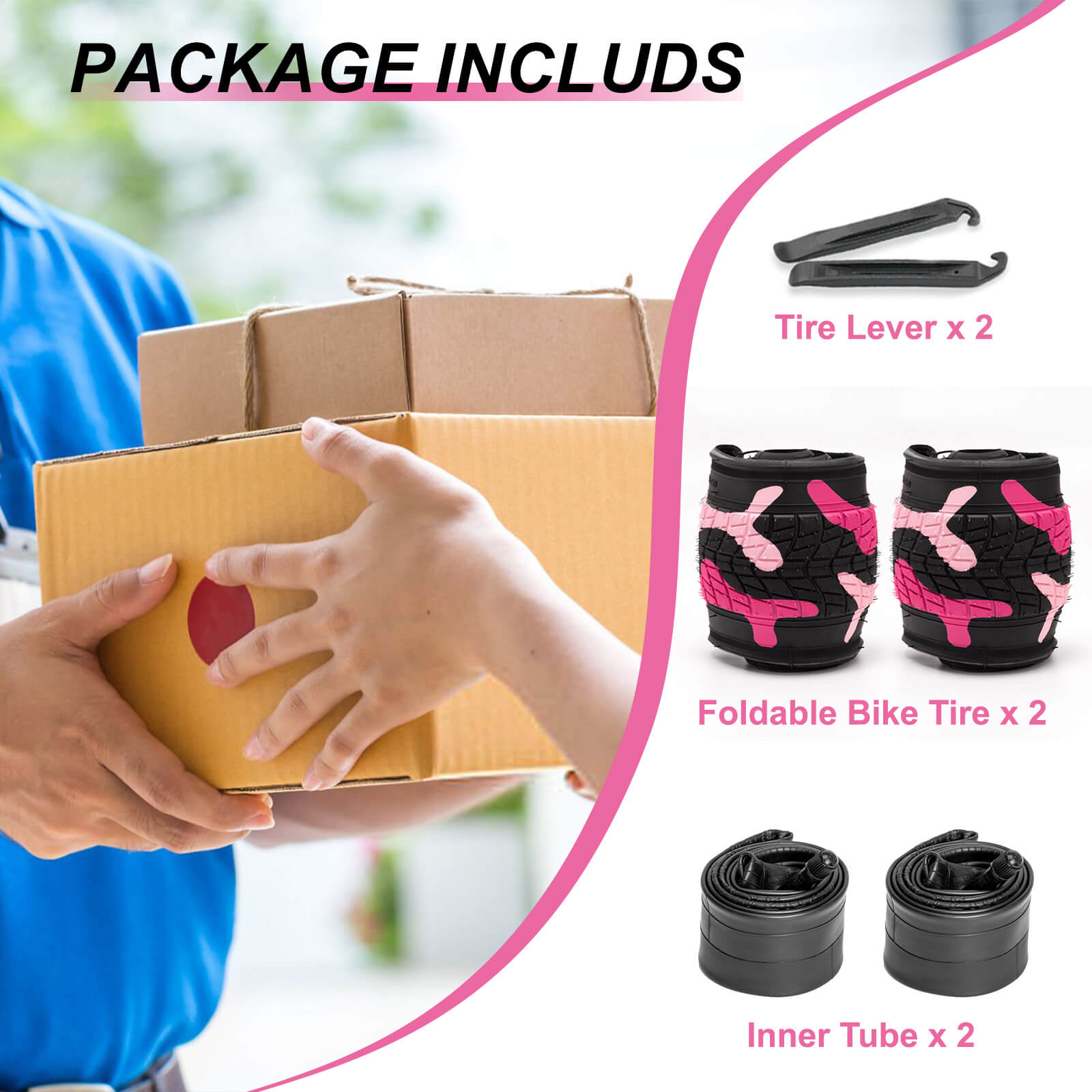 Hycline Colorwonder kid bike tire - Pink 16" / 20" Package included