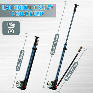 Size of the Hycline 300 PSI Digital Shock Pump for Front Fork and Rear Bicycle Suspension