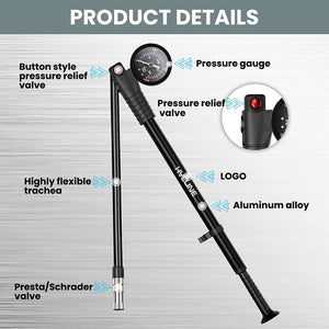 Hycline 300 PSI High-pressure Bicycle Shock Pump with Gauge product details