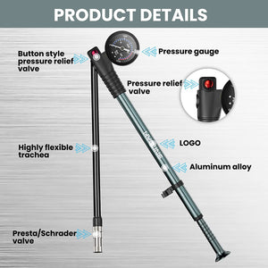 Hycline 300 PSI High-pressure Bicycle Shock Pump with Gauge  product display
