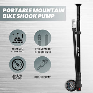 Hycline mini 300 PSI High-pressure Bicycle Shock Pump for bike sspension fork