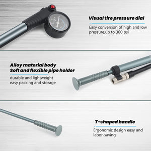 300 PSI High-pressure Bicycle Shock Pump with Gauge