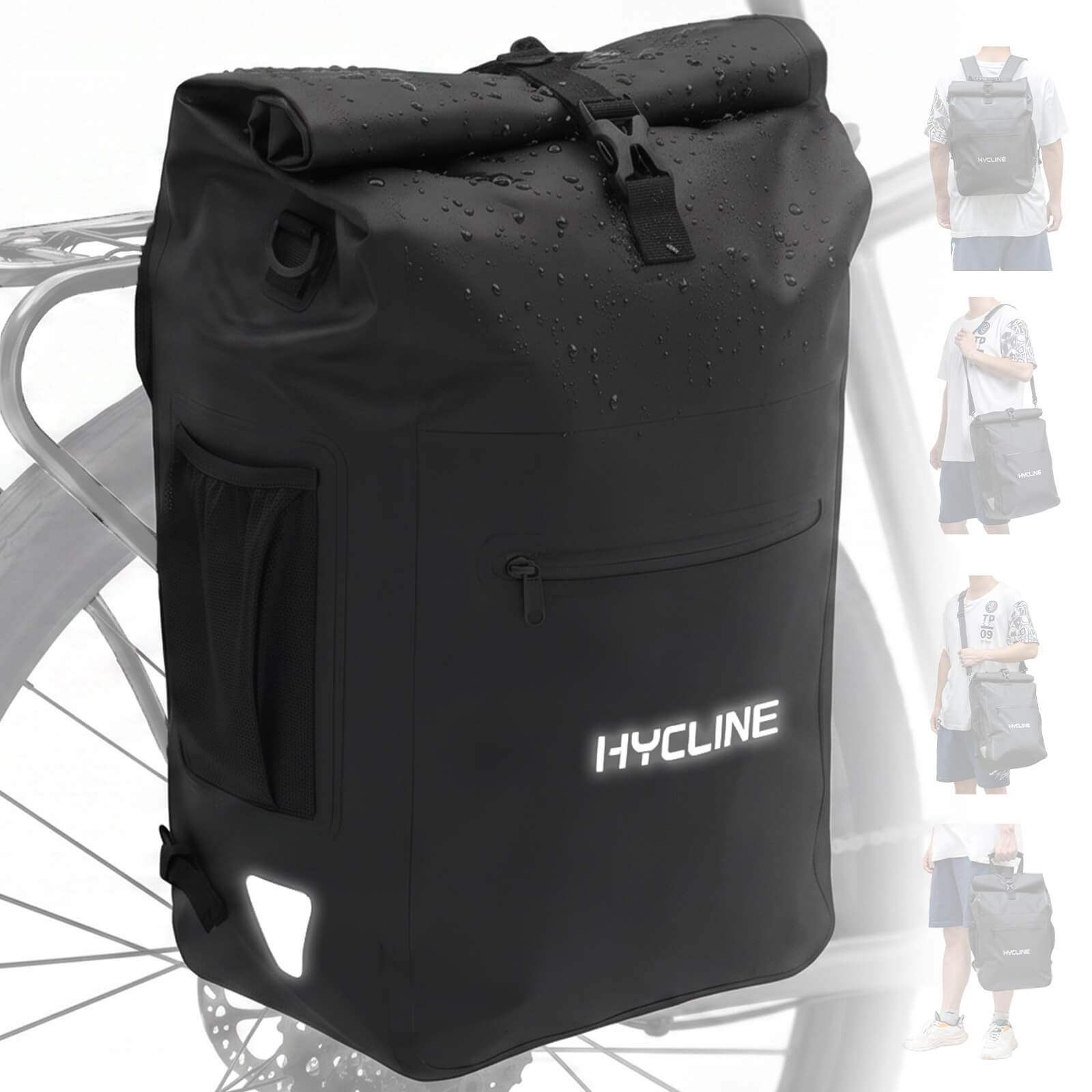 Hycline Bike Panniers, Waterproof Rear Rack Bags 5-in-1 Backpack 28L, bicycle bags & panniers.