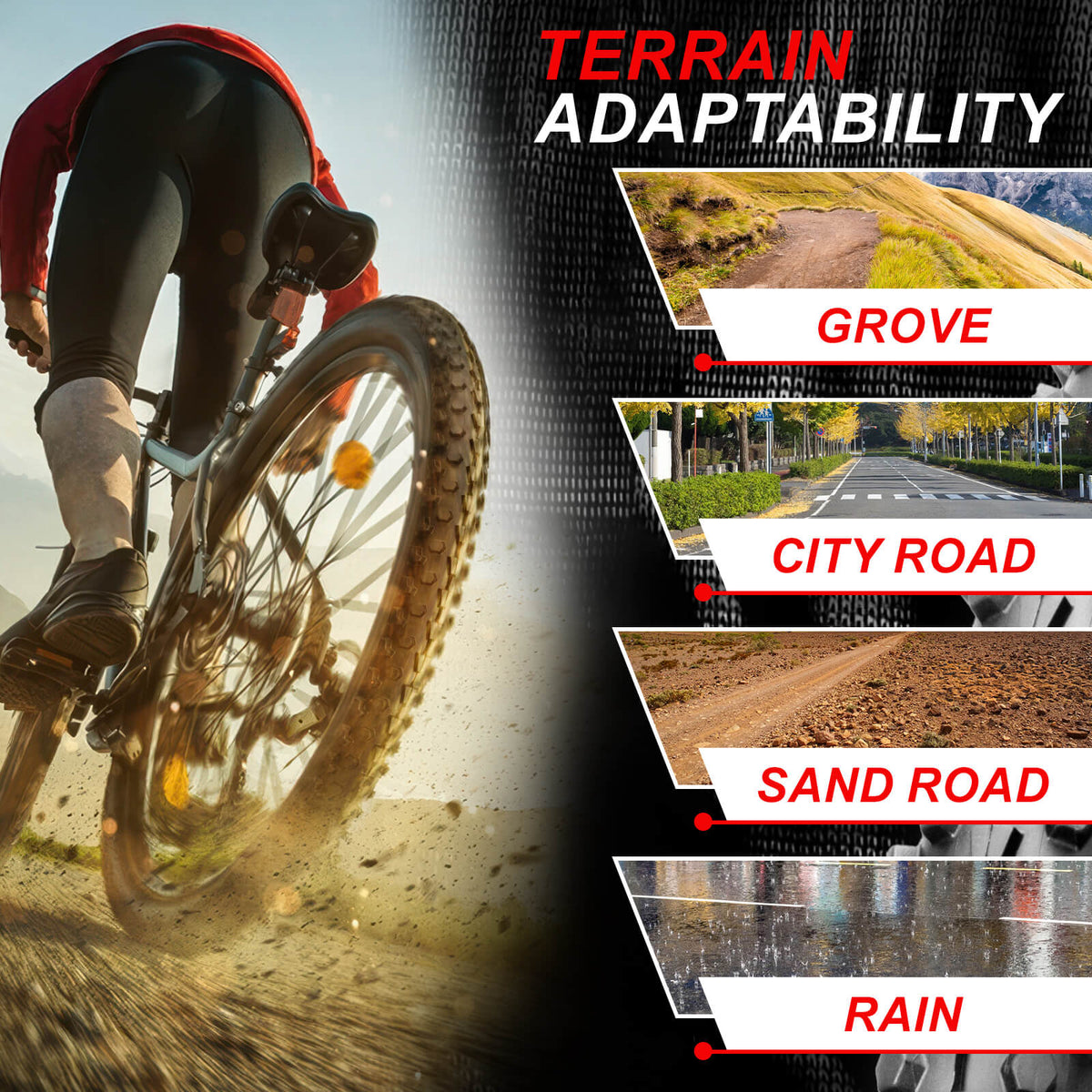 Hycline 26 inch mountain bike tire, all‑terrain MTB tire works on grove trail, city road, sand road and wet rainy surface