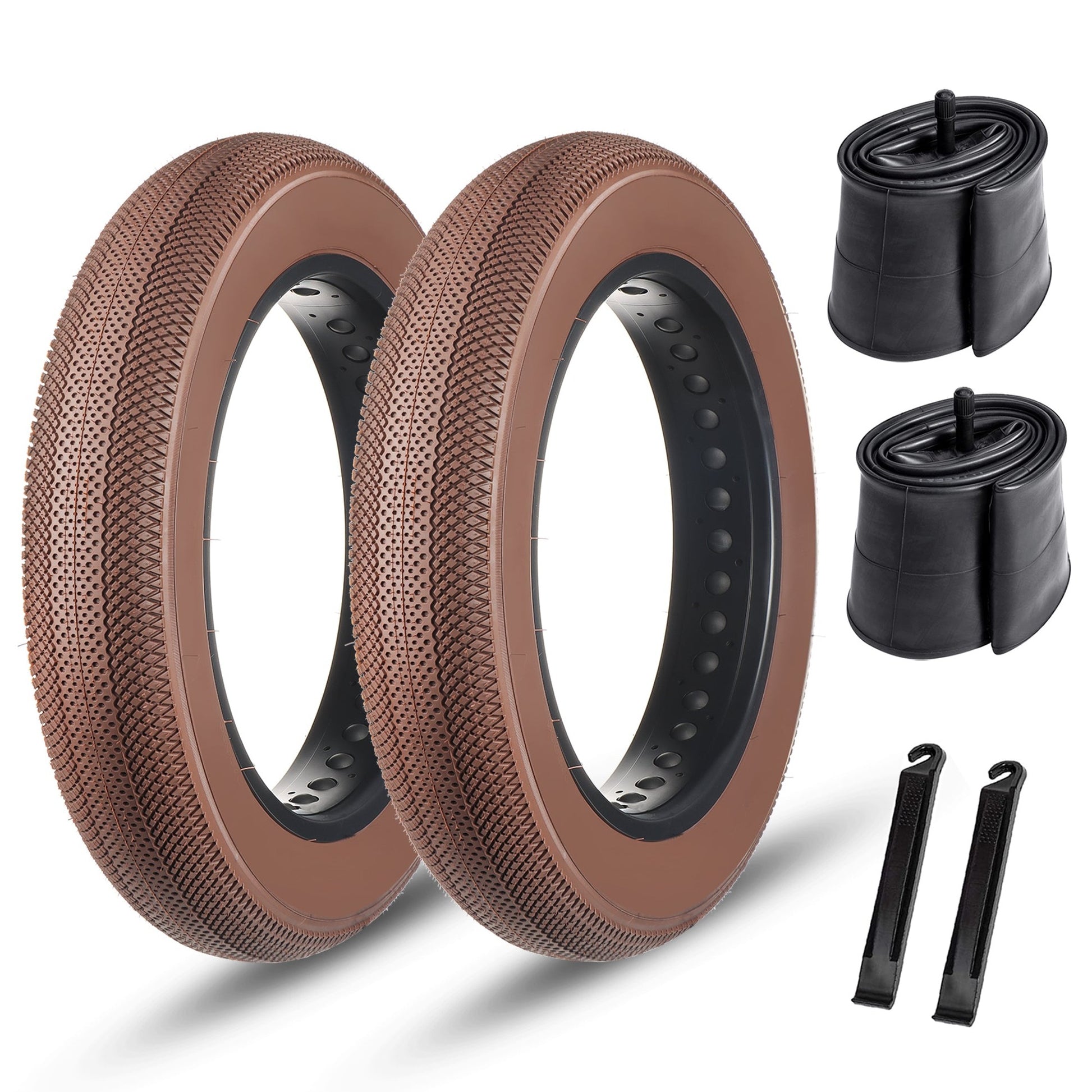 Hycline Brown Wall 2-Pack Pavement Fat Tires Plus Inner Tubes - 20”/24“/26“