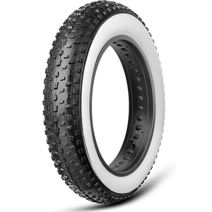 Hycline 20×4 / 26x4.0 Inch White-side Studded Knobby Fat Bike Tire For Mountain And Electric Bike