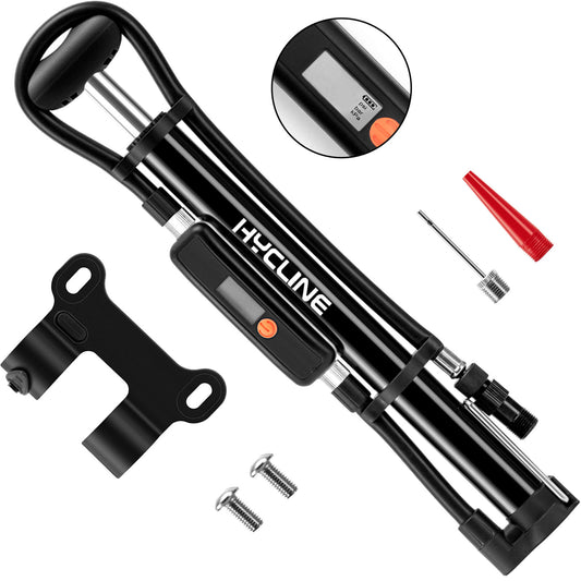 Hycline Mini Bike Pump with Gauge: 140 PSI Portable Bicycle Frame Pump