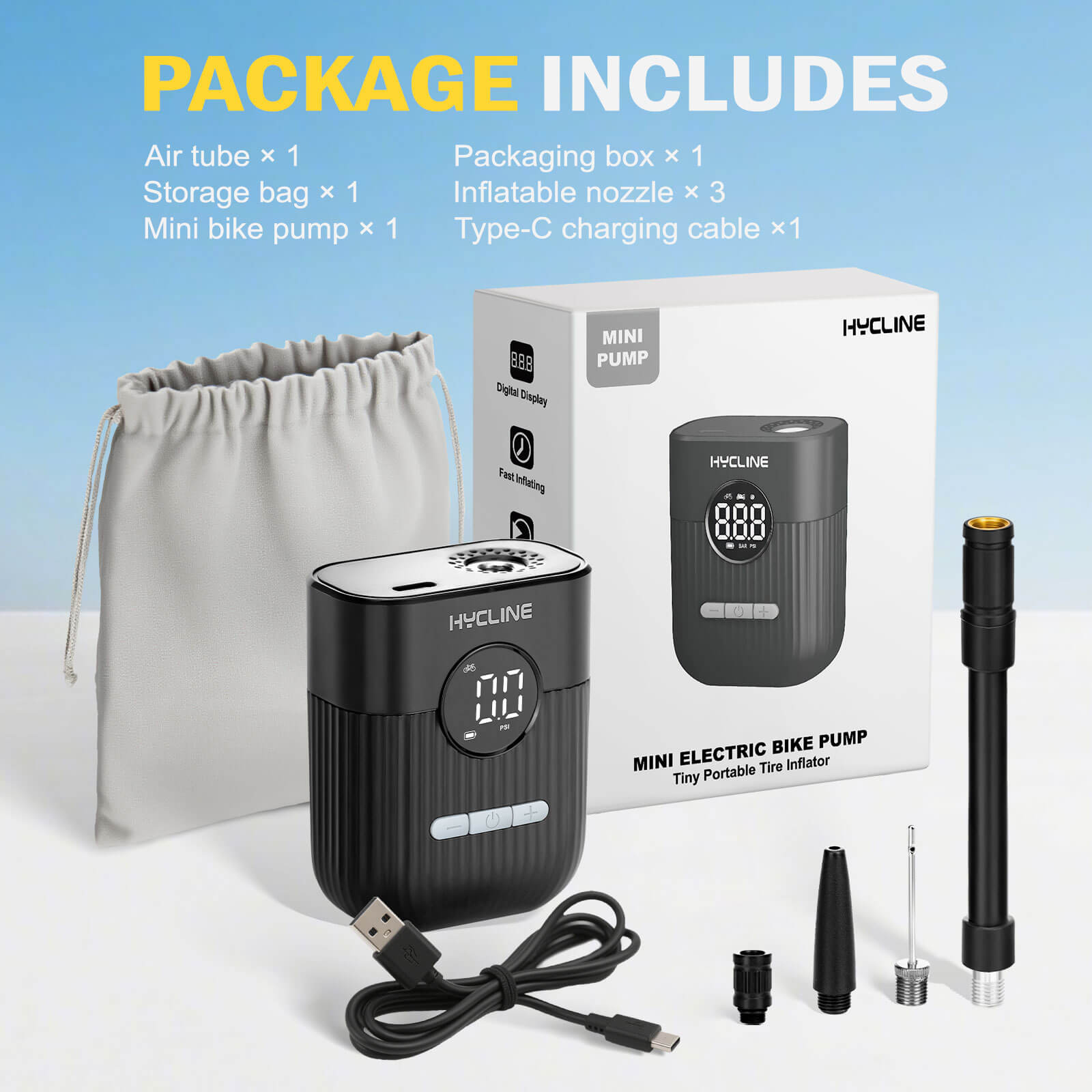 Hycline Mini Electric Bike Pump Hycline Mini Electric Bike Pump