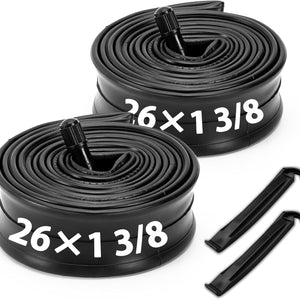 Hycline 2-Pack 26×1 3/8 Inch Butyl Rubber Replacement Tubes for City, Commuter & Vintage Bikes