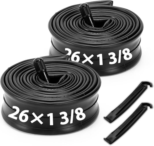 Hycline 2-Pack 26×1 3/8 Inch Butyl Rubber Replacement Tubes for City, Commuter & Vintage Bikes