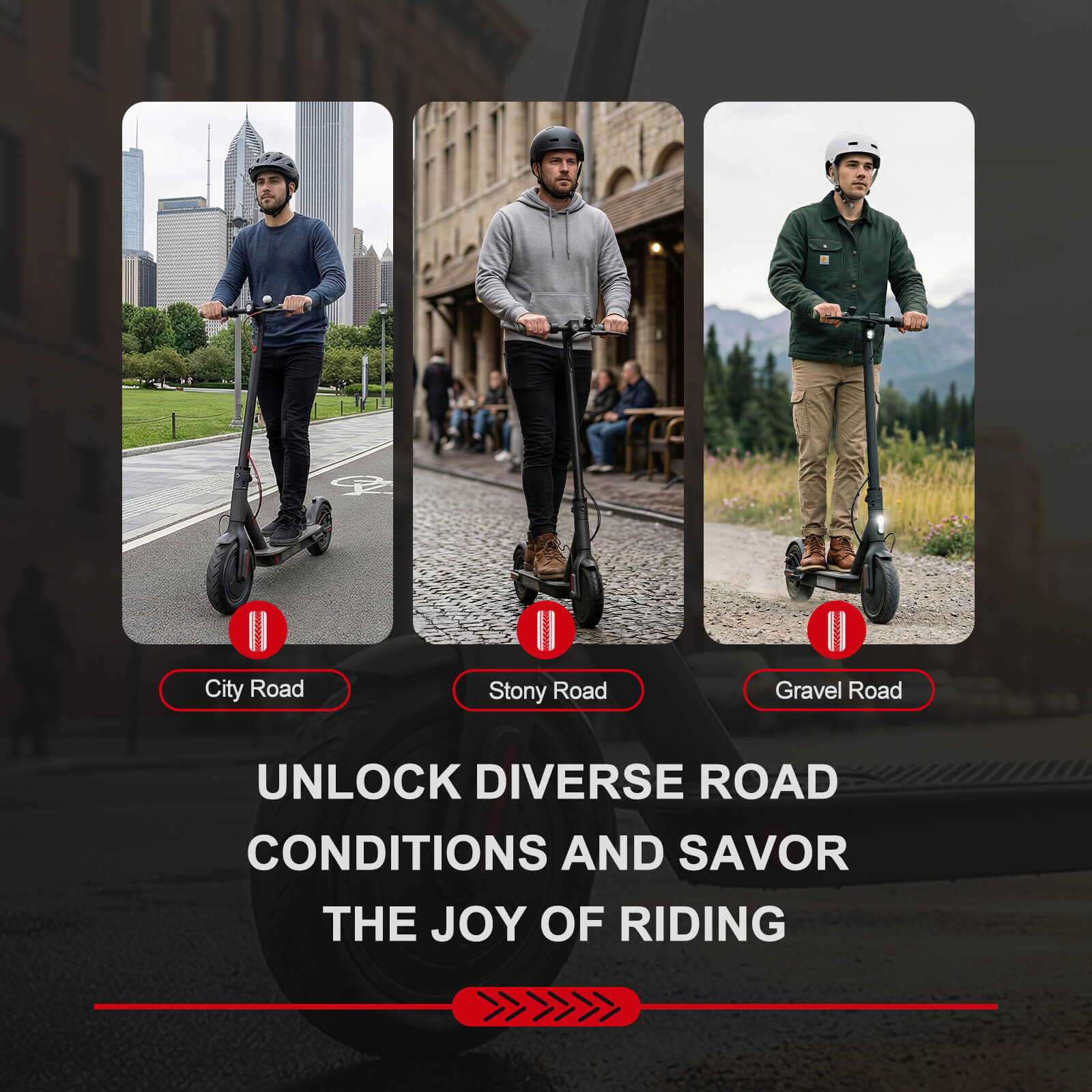 Hycline SCR-8 8.5x2 inch (50 75 6.1)  electric scooter tires cycling conditions on varous roads