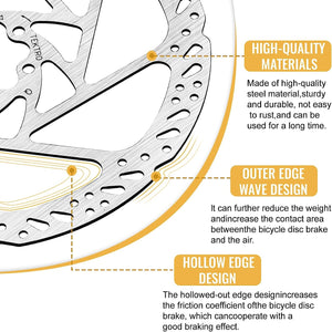 Tektro Replacement Bike Disc Brake Rotor with 6 Bolts Silver