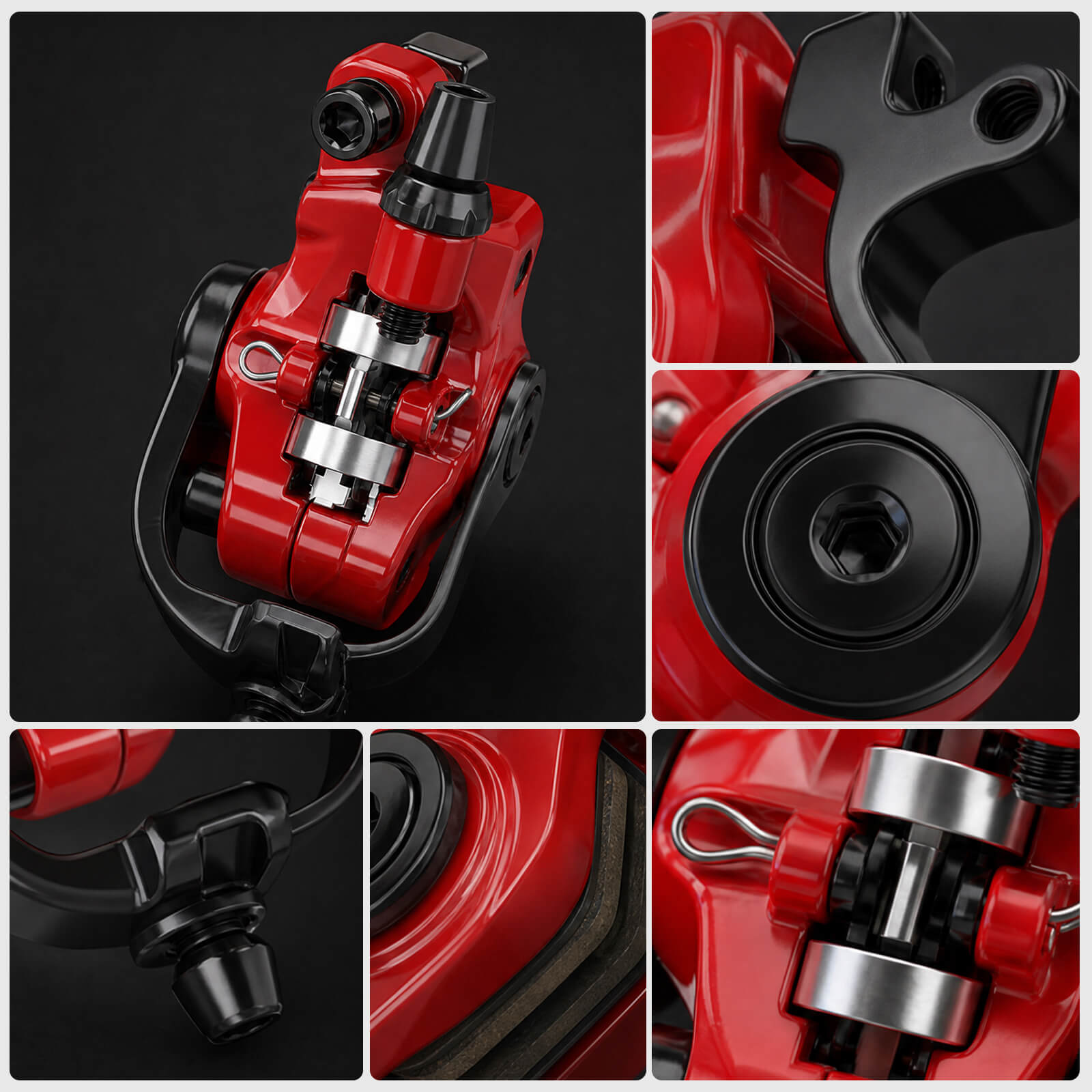 Red Zoom DB-680 Disc Brake Caliper, Close-up details and feature display