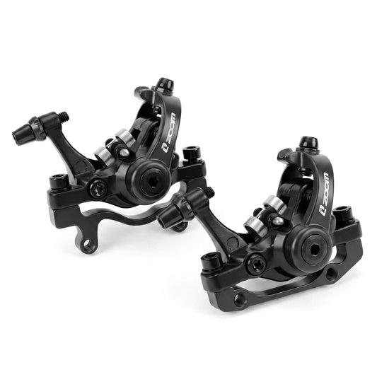 2PCS of ZOOM DB-680 MTB Hydraulic Disc Brake Caliper Front & Rear Set, Dual-Piston | Cable-actuated forged aluminum calipers, smooth & reliable braking for MTB, road, gravel bikes & e-bikes
