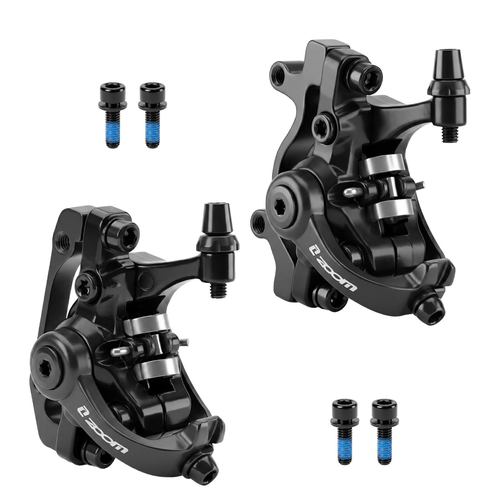 ZOOM DB-680 MTB Hydraulic Disc Brake Caliper Front & Rear Set, Dual-Piston | Cable-actuated forged aluminum calipers, smooth & reliable braking for MTB, road, gravel bikes & e-bikes