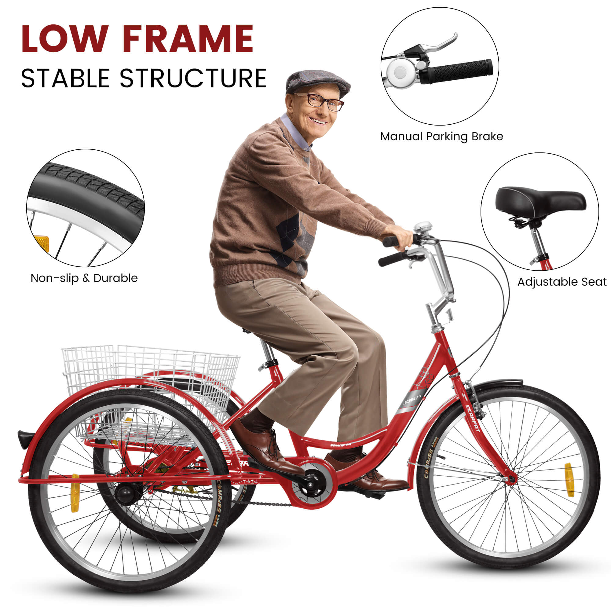 Mooncool Three Wheeled Bicycles At Walmart Three Wheel Bike EurHomePlus 24-Inch Adult Tricycle With 6- Mooncool Three Wheeled Bicycles At Walmart Three Wheel Bike EurHomePlus 24-Inch Adult Tricycle With 6-
