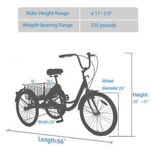 Knus Virbus 24“ Single-Speed Adult Tricycle