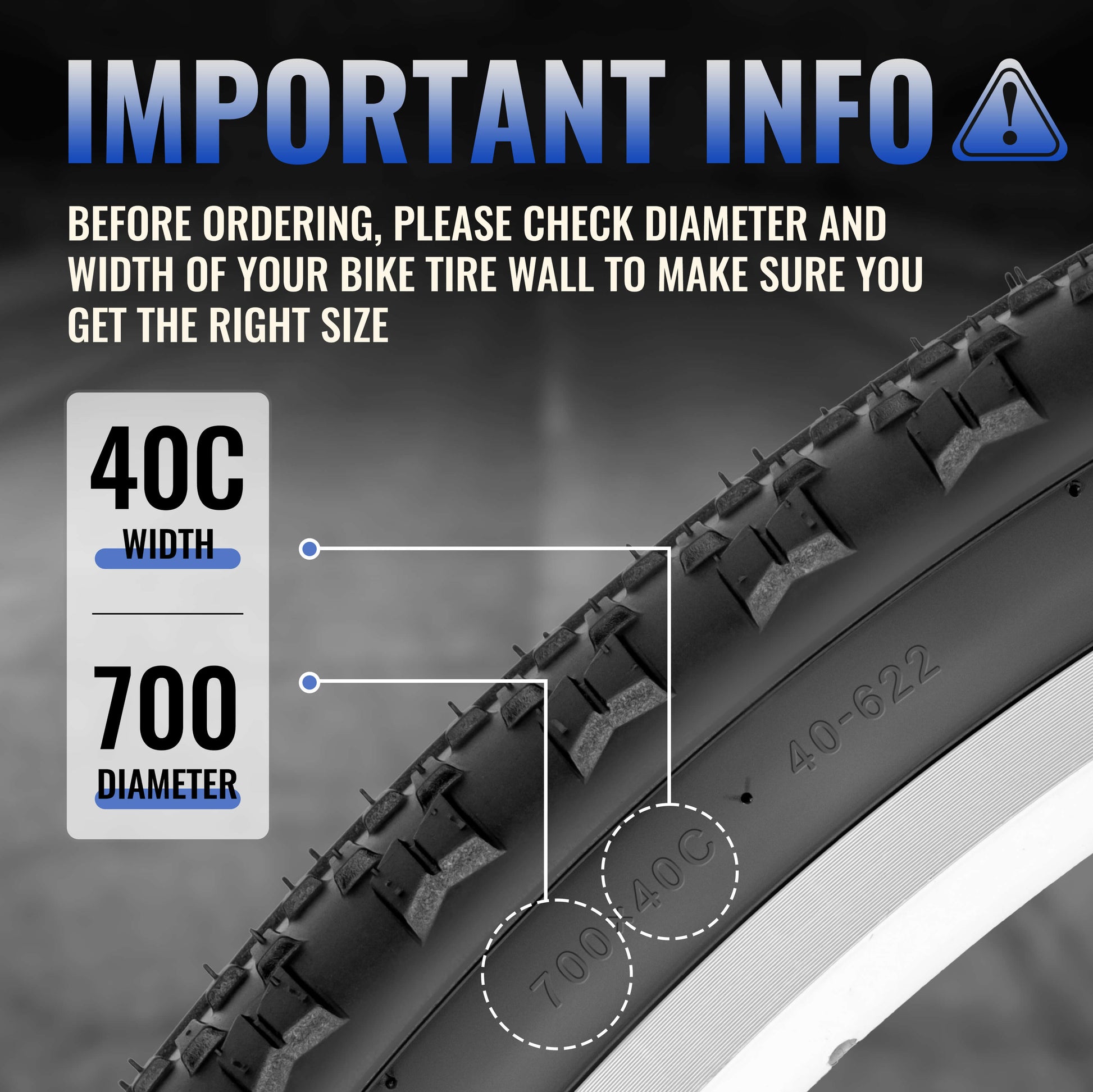 what's the 700x40C gravel bike tire size and width?