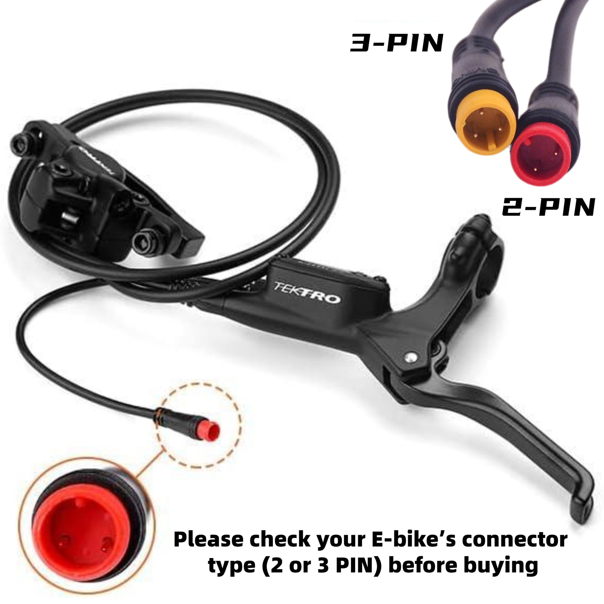 Tektro E350 Please check your E-bike’s connector model (2 or 3 PIN) before purchasing