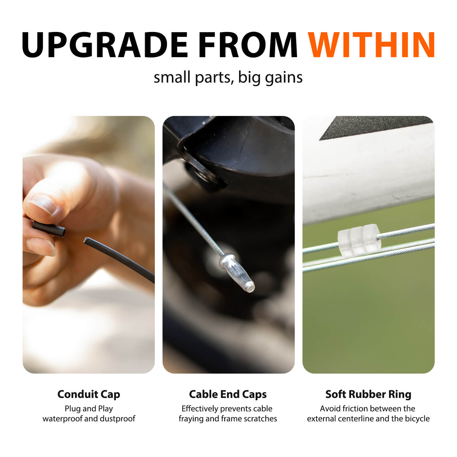 hycline bike cable kit, detailed display of internal parts