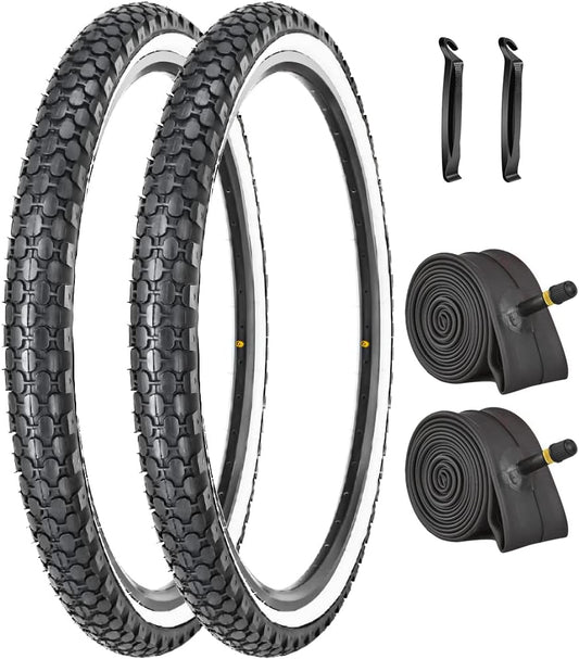 2-Pack SandRoller Beach Cruiser Tires with Tubes - 26"×1.95“-2. 125"
