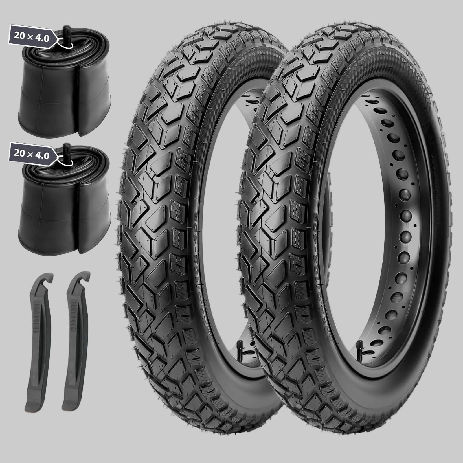2-pack 20x4.0 inches electric bike and motorcycle tires with inner tubes and tire levers
