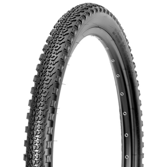 Hycline Rávos mountain bike tire white background product shot, aggressive tread pattern 26/27.5/29 x2.10 inch foldable MTB replacement tire close‑up view