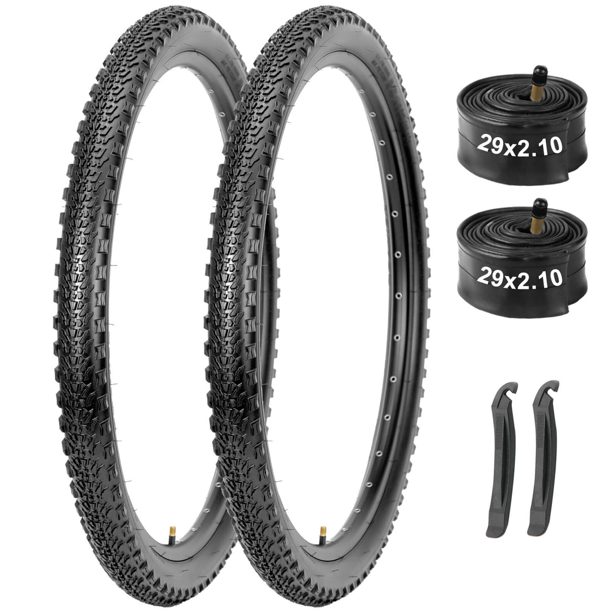 Complete 29‑inch mountain bike replacement kit Hycline Rávos, 29×2.10 foldable MTB tires, Schrader inner tubes and tire levers for mountain bikes