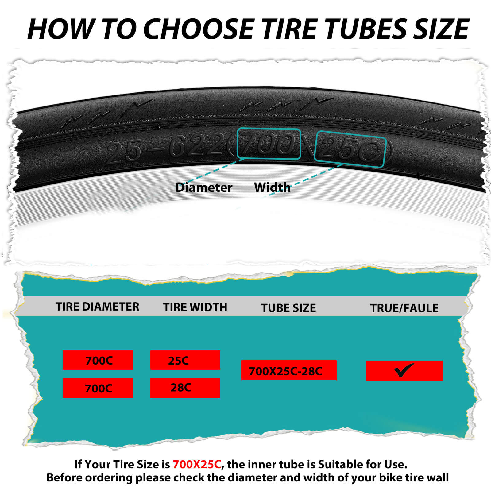 Road Bike Tube 700X25/28C - 32/35C