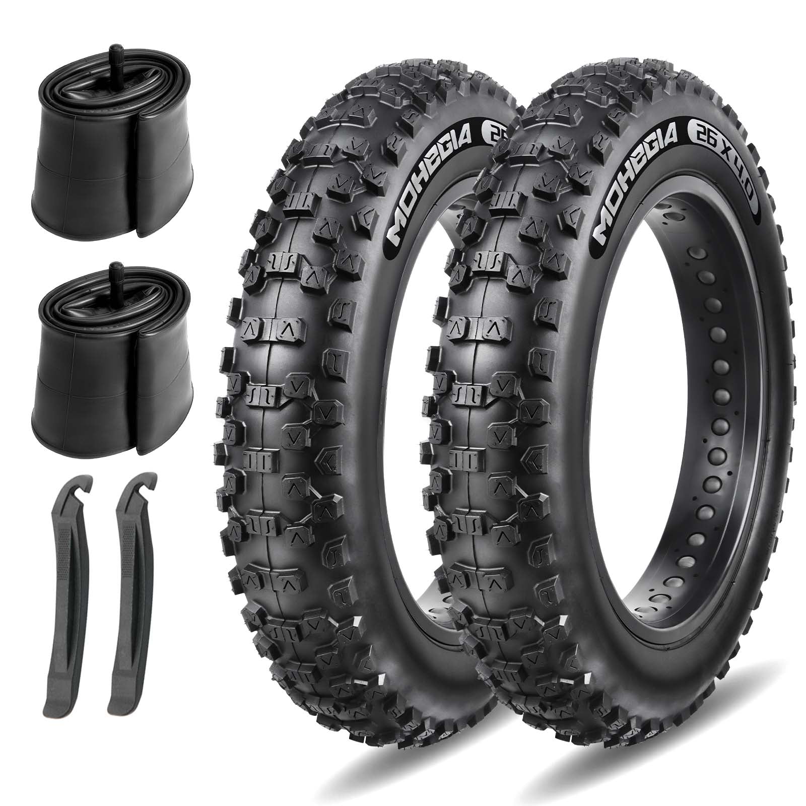 Fat Bike Tires 20 X 4.0 Inches - 2 Pack Knobby Tread Tires For Snow, Sand & Mud - Wide Off-Road Bike Tires For Mountain Bikes
