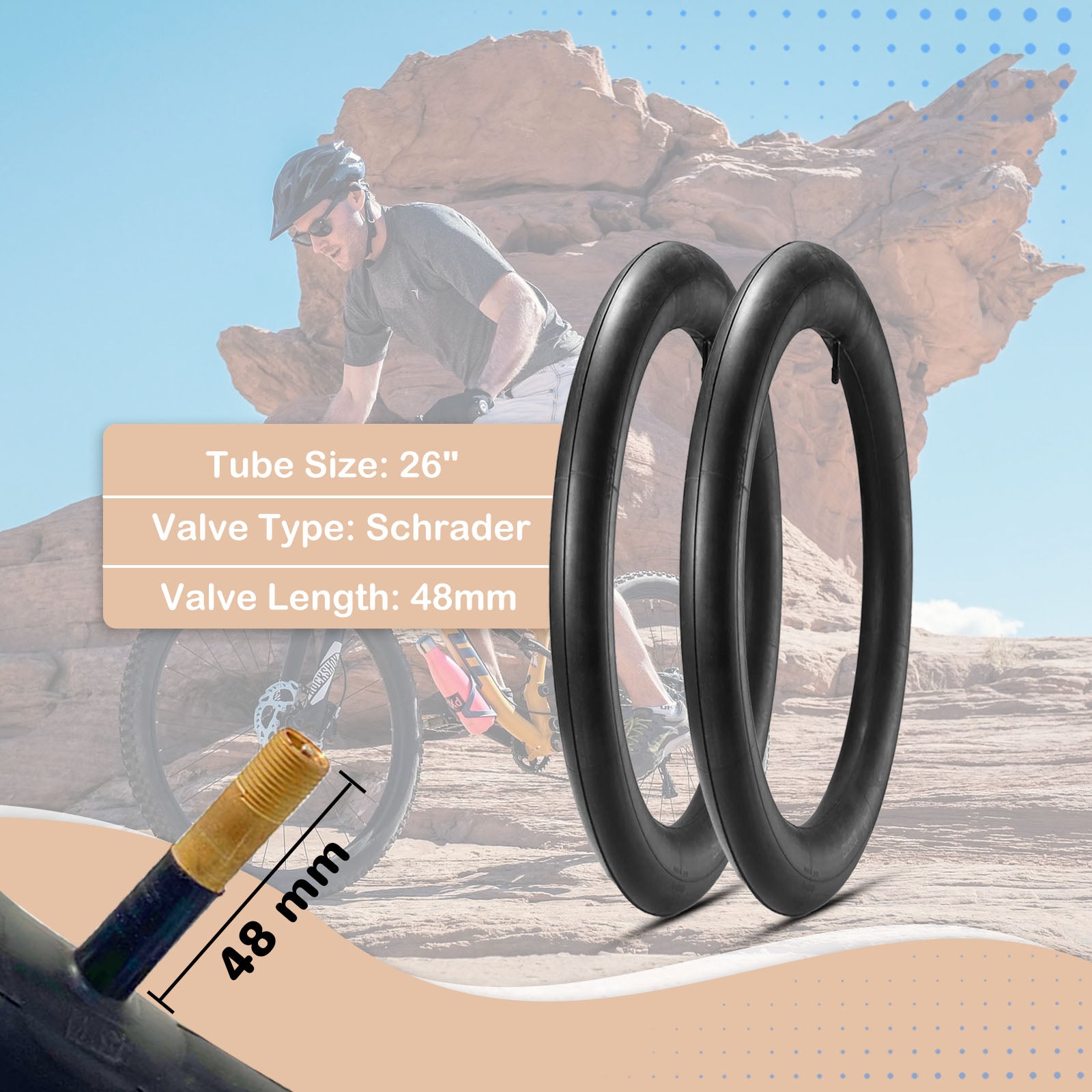 CrossBand Brown-wall 26"×1.95" Bike Tire With Tubes