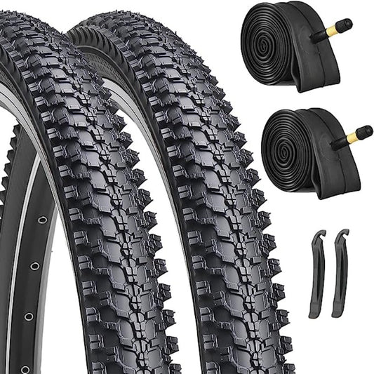 2-Pack Bike Tire Plus Inner Tubes Set - 26x1.95 Inch