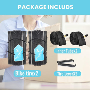 2-Pack Bike Tire Plus Inner Tubes Set - 26x1.95 Inch Package