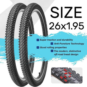 2-Pack Bike Tire Plus Inner Tubes Set - 26x1.95 Inch