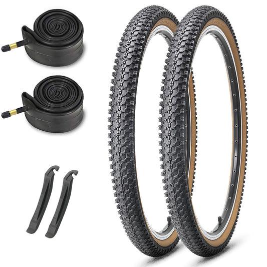 2-Pack Brown-wall 26"×1.95" Cruiser Bike Tire With Tubes