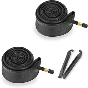 2 Pack Bike Tubes with 2 Tire Levers, 26 to 29 Replacement Bicycle Inner Tube with Schrader Valve 48mm